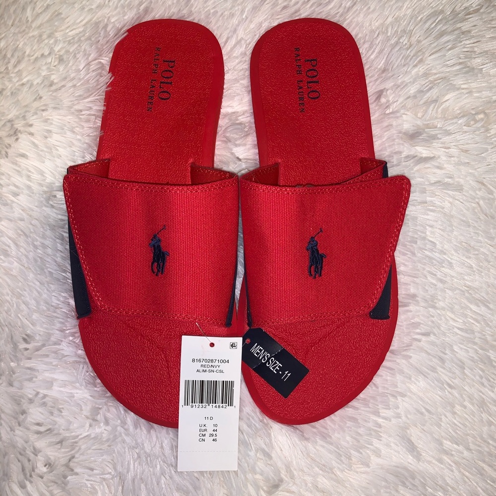 Polo Ralph Lauren Slides Sandals Red Size 11 12